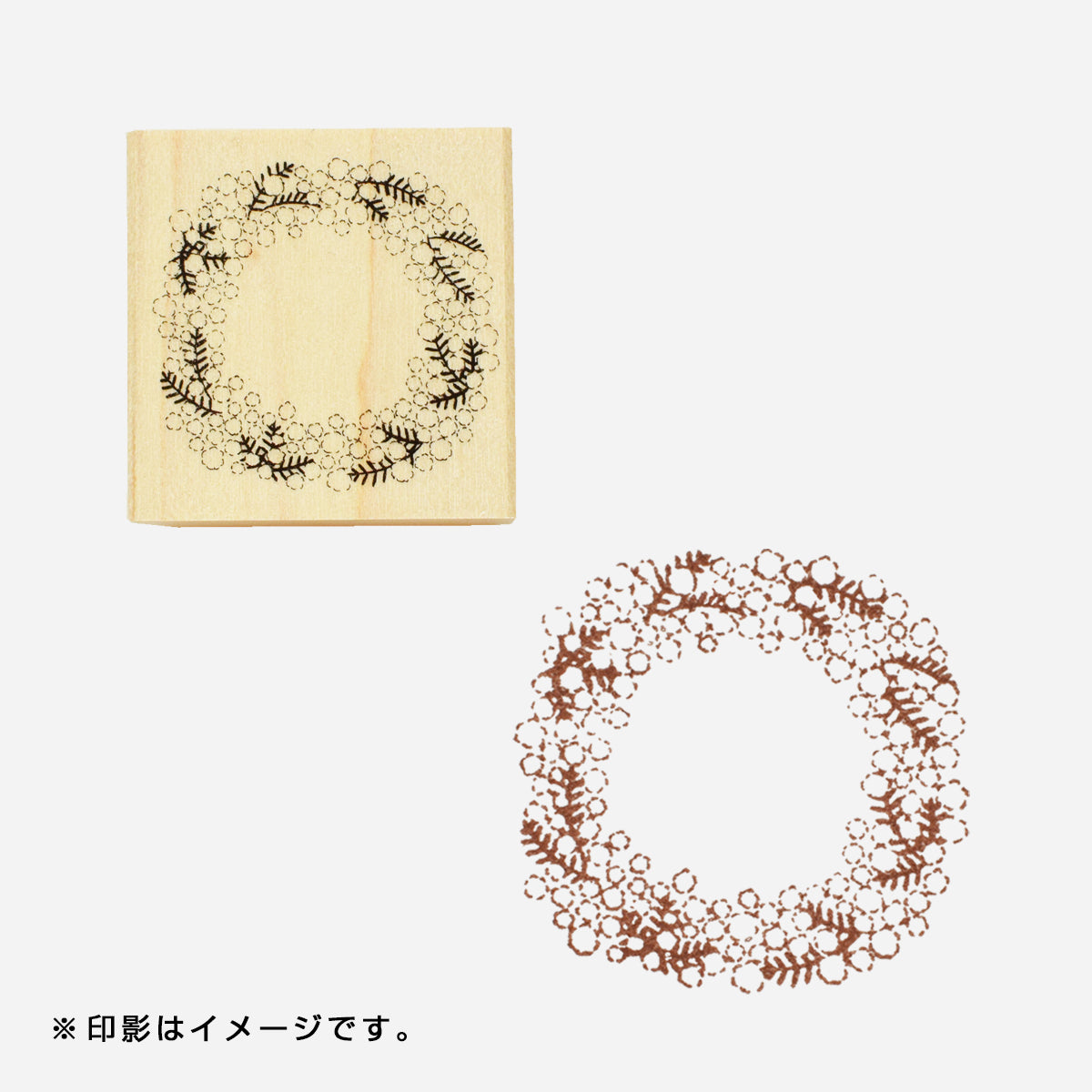 スタンプ ミモザのリース（印面サイズ 30×30㎜）